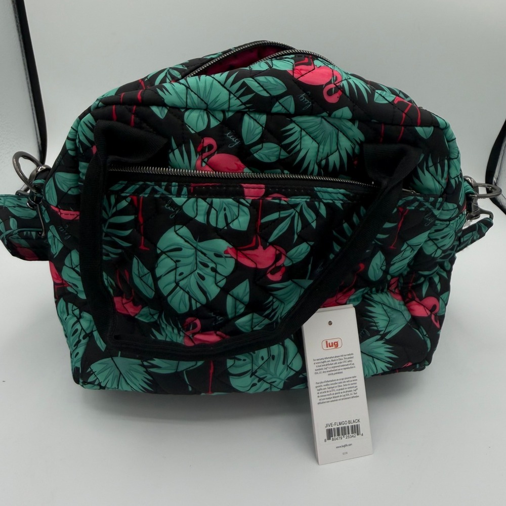 RETIRED HTF Lug Jive Crossbody Bag Flamingo Black Tropical Travel Handbag NWT